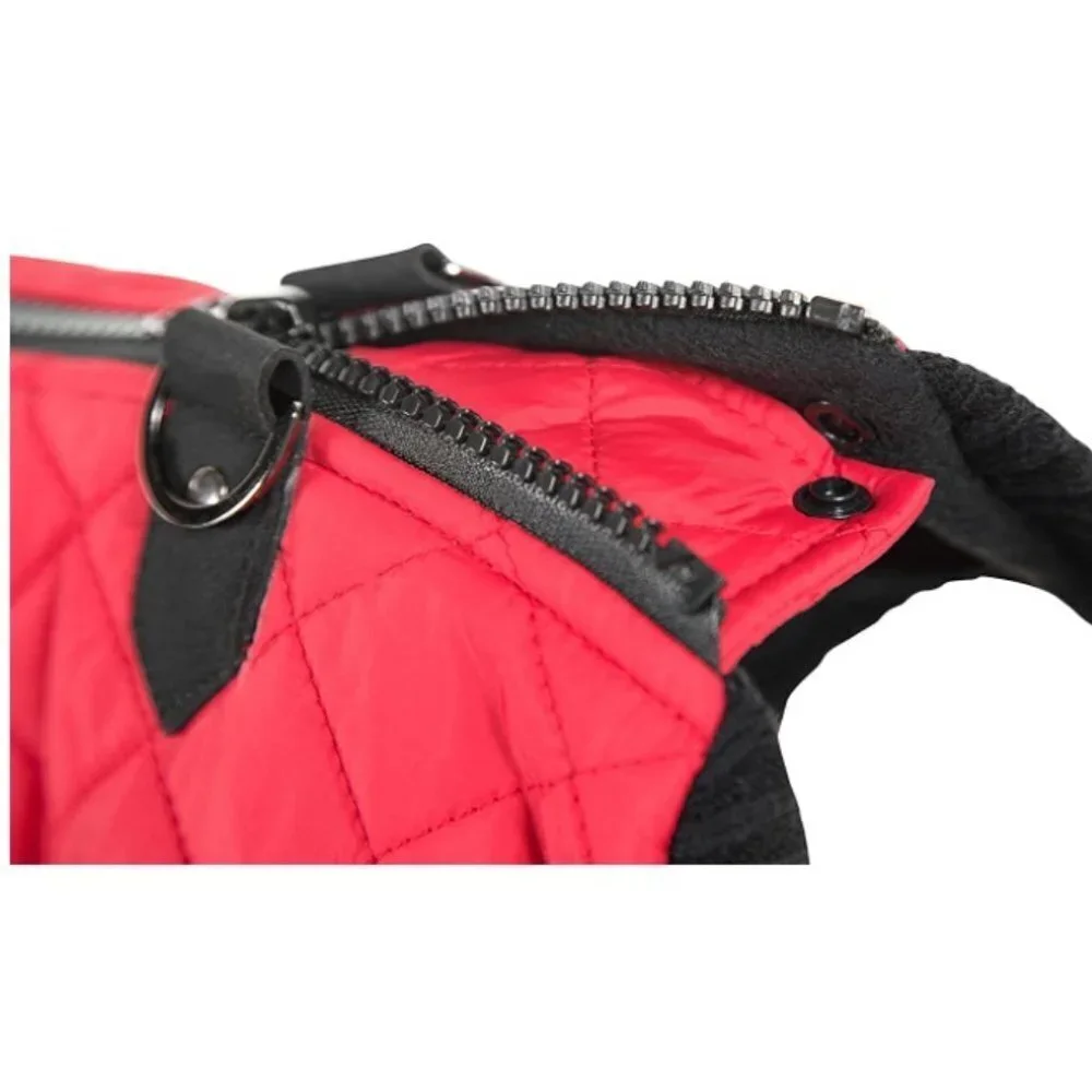 Fashion Vest Dog Jacket - Red, Medium - Warm Zip Up Bomber Vest
